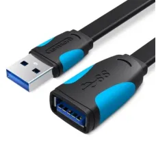 Дата кабель USB 3.0 AM/AF 2.0m flat black Vention (VAS-A13-B200)