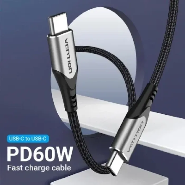 Дата кабель USB-C to USB-C 2.0m aluminum gray Vention (TADHH)