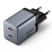 Зарядний пристрій Vention 2xUSB-C PD45W GaN gray (FCDH0-EU)