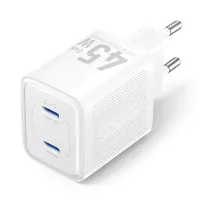 Зарядний пристрій Vention 2xUSB-C PD45W GaN transparent white (FCFW0-EU)