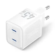 Зарядний пристрій Vention 2xUSB-C PD45W GaN transparent white (FCFW0-EU)
