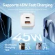 Зарядний пристрій Vention 1xUSB-C PD70W + 1xUSB QC3.0 22.5W GaN transparent gray (FCGH0-EU)