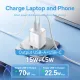 Зарядний пристрій Vention 1xUSB-C PD70W + 1xUSB QC3.0 22.5W GaN transparent gray (FCGH0-EU)