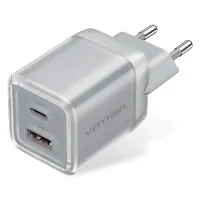 Зарядний пристрій Vention 1xUSB-C PD70W + 1xUSB QC3.0 22.5W GaN transparent gray (FCGH0-EU)