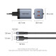 Зарядний пристрій Vention 2xUSB-C PD45W GaN + cable USB-C to USB-C 1.0m black gray (TZ-FCDH0-EU)