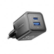 Зарядний пристрій Vention 1xUSB-C PD30W + 1xUSB QC3.0 30W GaN + cable USB-C to USB-C 1.0m black (TZ-FEQB0-EU-01)