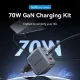 Зарядний пристрій Vention 2xUSB-C PD70W + 1xUSB QC3.0 22.5W GaN + cable USB-C to USB-C 1.0m black gray (TZ-FEXH0-EU)