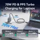Зарядний пристрій Vention 2xUSB-C PD70W + 1xUSB QC3.0 22.5W GaN + cable USB-C to USB-C 1.0m black gray (TZ-FEXH0-EU)