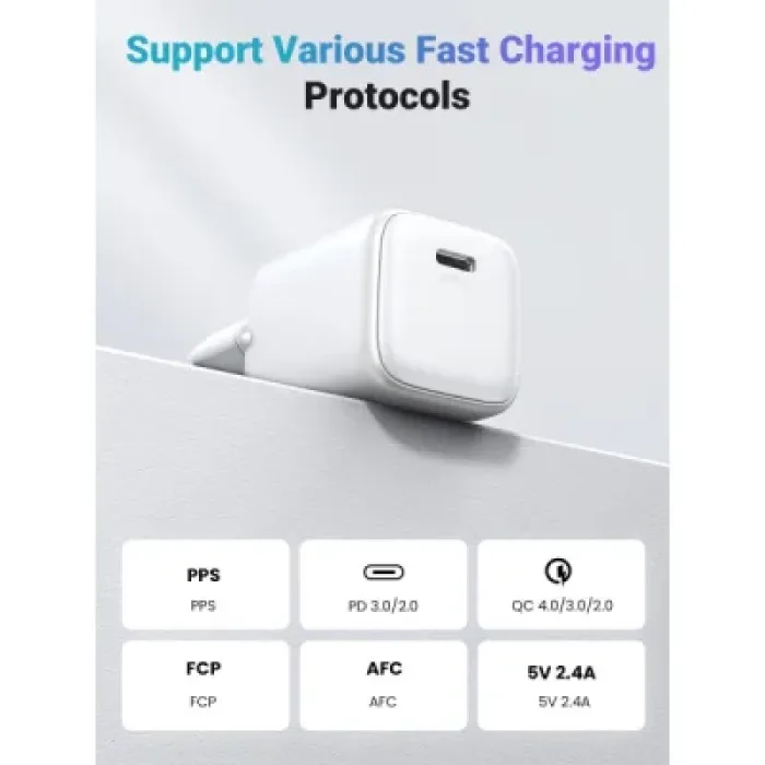 Зарядний пристрій Ugreen USB-C PD20W GaN X512 white (55554)