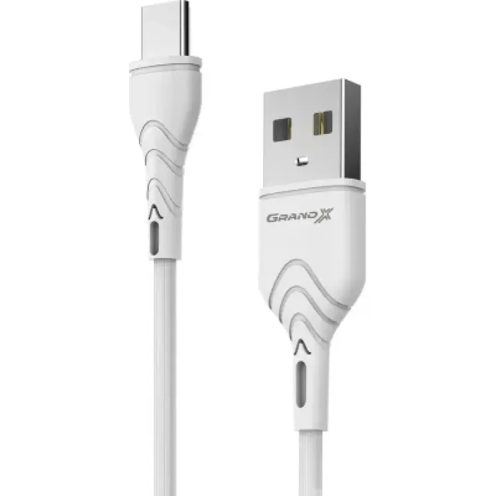 Зарядний пристрій Grand-X Quick Charge QС3.0, + cable USB -> Type C 1m white (CH-550WT)