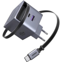 Зарядное устройство Ugreen USB-C PD45W GaN + cable USB-C to USB-C retractable (65822)