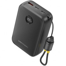Батарея універсальна Vention 20000mAh 22,5W Fast Charging, with built-in USB-C cable, Black (FKBB0-C)