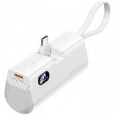 Батарея універсальна Vention 4800mAh 22,5W PD, USB-C In/Out, LED display, with built-in USB-C cable White (FHQW0)