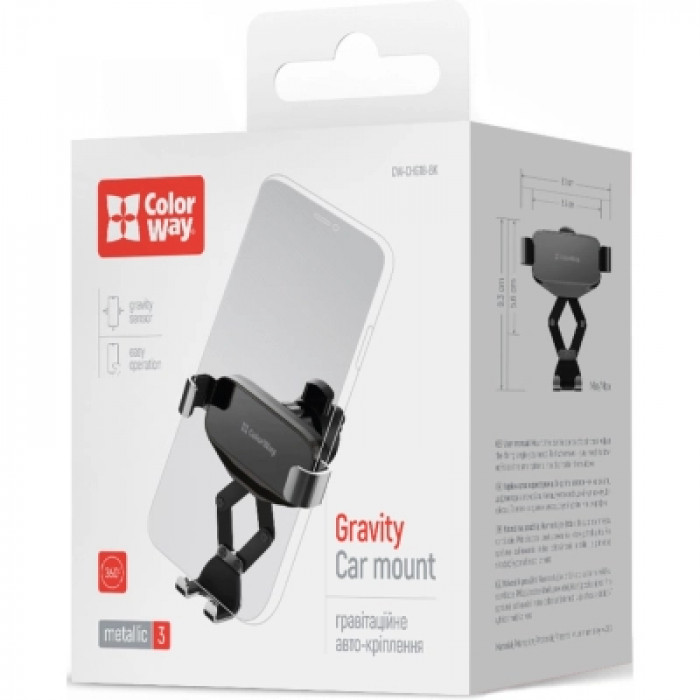 Універсальний автотримач ColorWay Gravity Mechanical Car Mount Black (CW-CHG18-BK)