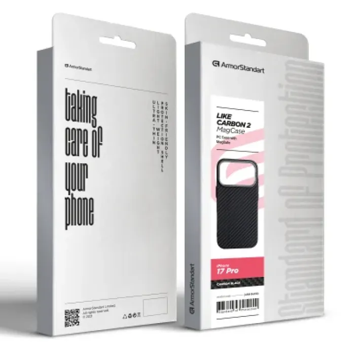 Чохол до мобільного телефона Armorstandart LikeCarbon2 MagCase Apple iPhone 17 Pro Carbon Black (ARM86258)