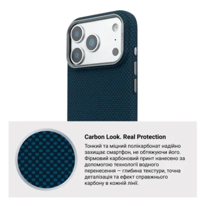Чохол до мобільного телефона Armorstandart LikeCarbon2 MagCase Apple iPhone 17 Pro Kevlar Dark Blue (ARM88554)