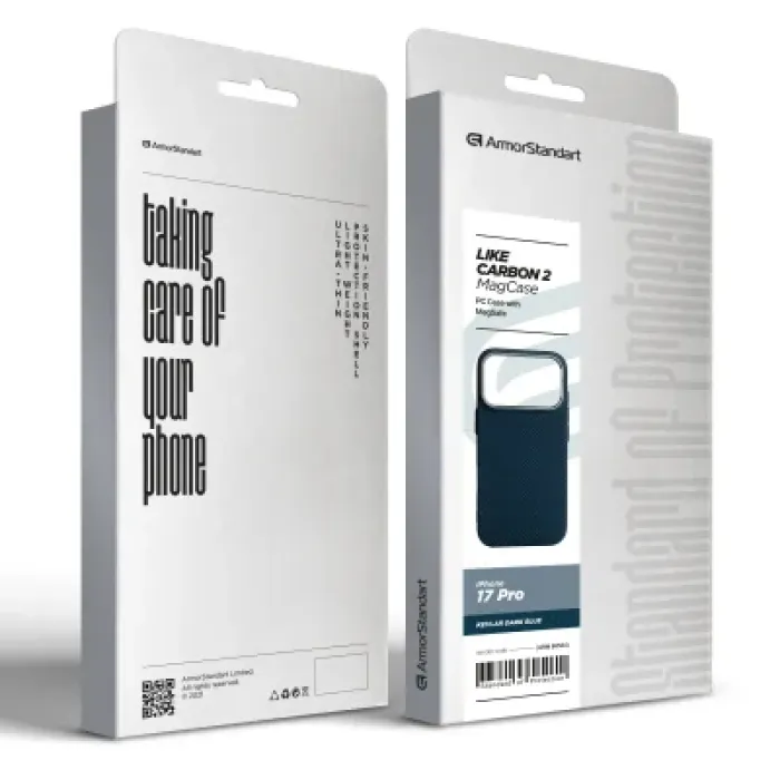 Чохол до мобільного телефона Armorstandart LikeCarbon2 MagCase Apple iPhone 17 Pro Kevlar Dark Blue (ARM88554)
