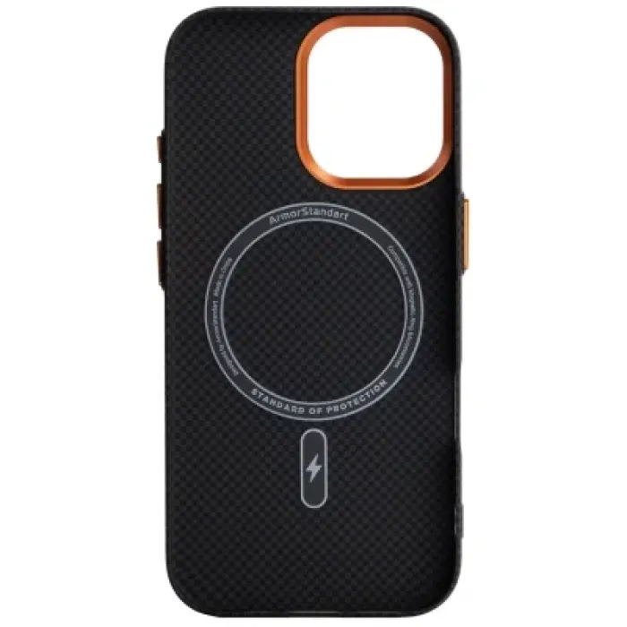 Чохол до мобільного телефона Armorstandart LikeCarbon2 SE MagCase Apple iPhone 17 Kevlar Black Orange (ARM89163)