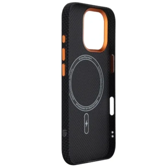 Чохол до мобільного телефона Armorstandart LikeCarbon2 SE MagCase Apple iPhone 17 Kevlar Black Orange (ARM89163)