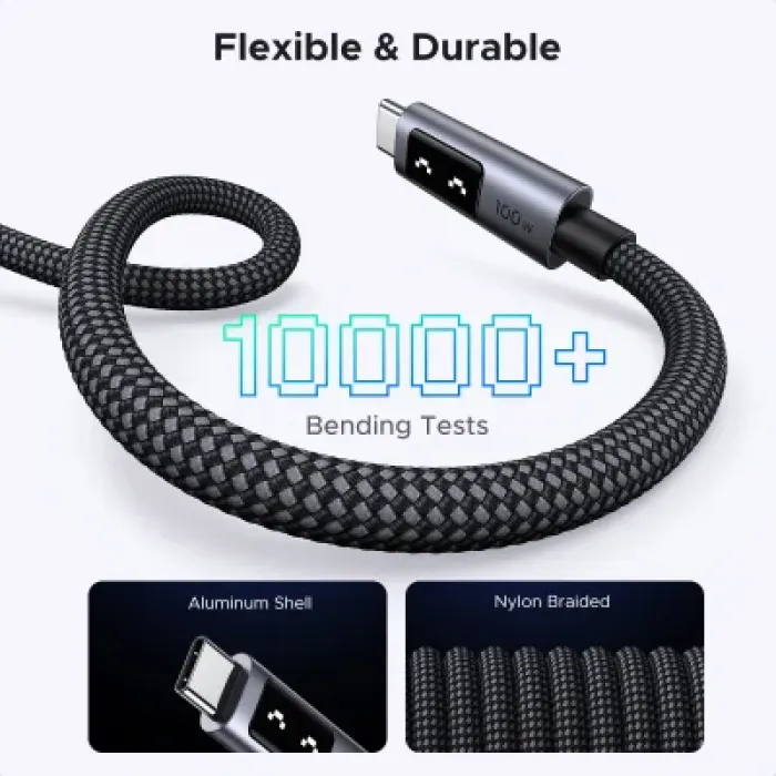 Дата кабель USB-C to USB-C 1.0m PD 100W display L509 black Ugreen (35501)
