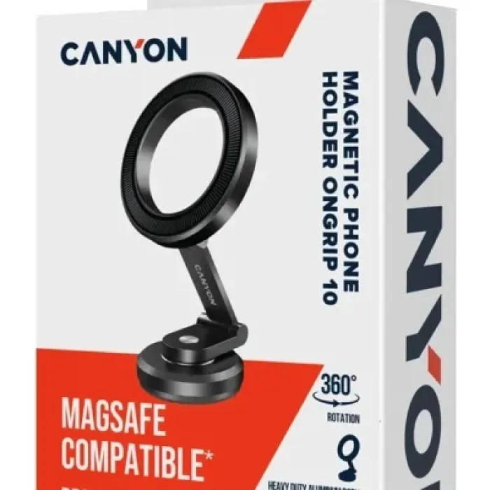 Універсальний автотримач Canyon Magnetic phone holder OnGrip 10 aluminum Black (CNS-CCHM10)