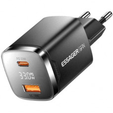 Зарядний пристрій 1xUSB-C + 1xUSB 33W GaN black Essager (ECT33W-GMB01-Z)