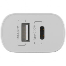 Зарядний пристрій Globex 1xUSB + 1xUSB-C 30W FastPower white (30WAC)