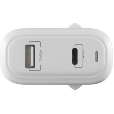Зарядний пристрій Globex GaN 1xUSB + 1xUSB-C 65W FastPower white (GaN65WAC)