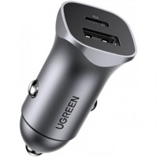 Зарядний пристрій Ugreen 1xUSB-C + 1xUSB 30W car adapter CD130 black (40858)
