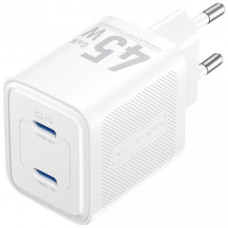 Зарядний пристрій Vention 2xUSB-C PD45W GaN white (FEFW0-EU)
