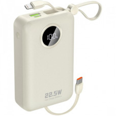 Батарея універсальна Dudao 20000mAh K14+ 22.5W, PD, QC, USB-A, USB-C(In/Out), with built-in USB-C/Lightning cables, White (6977196680023)