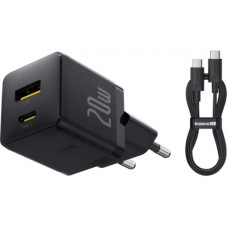 Зарядний пристрій Baseus 1xUSB-C PD20W + 1xUSB + cable USB-C to USB-C white (P10111608113-01)