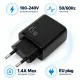 Зарядний пристрій Vinga 2xUSB-C + USB-A Display 45W (VCR45ACCDB)