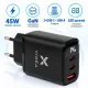 Зарядний пристрій Vinga 2xUSB-C + USB-A Display 45W (VCR45ACCDB)