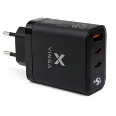 Зарядний пристрій Vinga 2xUSB-C + USB-A Display 65W (VCR65ACCDB)