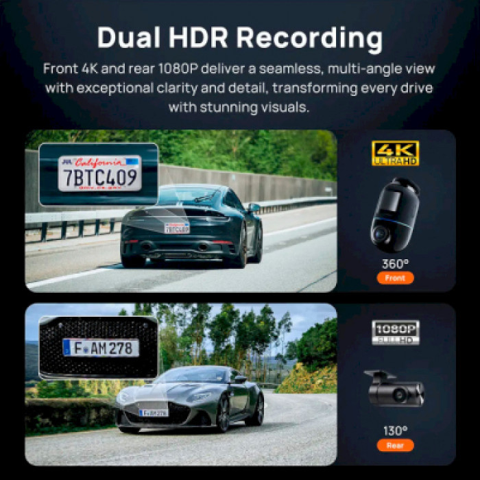 Відеореєстратор Xiaomi 70mai Dash Cam X800-2 Omni 128GB Black +RC14 Rear Camera Set (1152147)