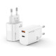 Зарядний пристрій Grand-X GaN 1xUSB-C + 1xUSB QC3.0 36W white (CH-360W)