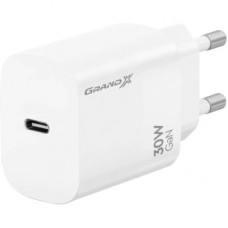 Зарядний пристрій Grand-X GaN USB-C 30W QC3.0 white (CH-390W)