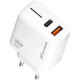 Зарядний пристрій Grand-X GaN 1xUSB-C + 1xUSB QC3.0 45W white (CH-460W)
