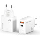 Зарядний пристрій Grand-X GaN 1xUSB-C + 1xUSB QC3.0 45W white (CH-460W)