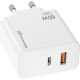 Зарядний пристрій Grand-X GaN 1xUSB-C + 1xUSB 65W PD3.0 QC4.0 AFC SCP FCP white (CH-960W)