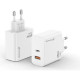 Зарядний пристрій Grand-X GaN 1xUSB-C + 1xUSB 65W PD3.0 QC4.0 AFC SCP FCP white (CH-960W)