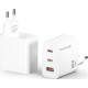 Зарядний пристрій Grand-X GaN 2xUSB-C + 1xUSB 65W PD3.0 QC4.0 AFC SCP FCP white (CH-990W)