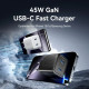 Зарядний пристрій Vention 2xUSB-C PD45W GaN black (FEFB0-EU)