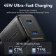 Зарядний пристрій Vention 2xUSB-C PD45W GaN black (FEFB0-EU)