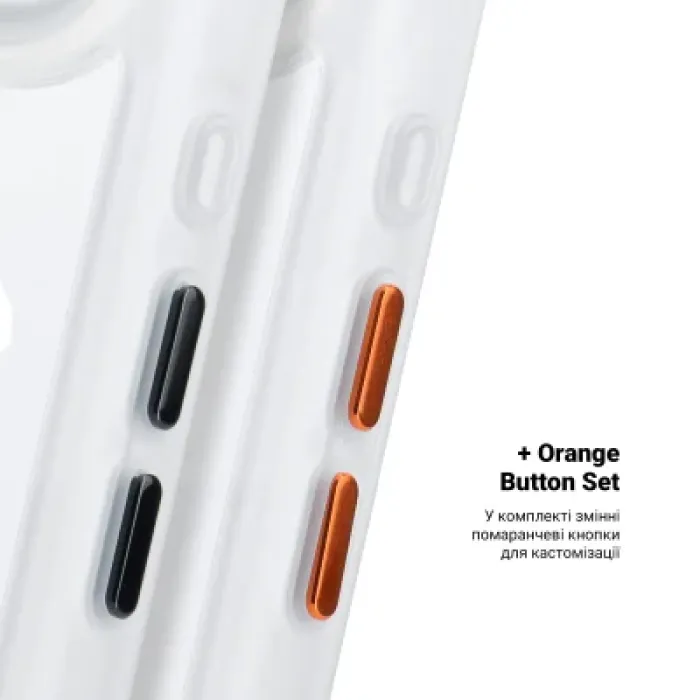 Чохол до мобільного телефона Armorstandart Unit MagCase Apple iPhone 17 Air Clear Silver + Orange Button Set (ARM90583)