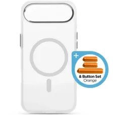 Чохол до мобільного телефона Armorstandart Unit MagCase Apple iPhone 17 Air Clear Silver + Orange Button Set (ARM90583)