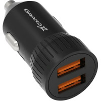Зарядное устройство Grand-X 1xUSB 2.4A car adapter black (CH-20B)