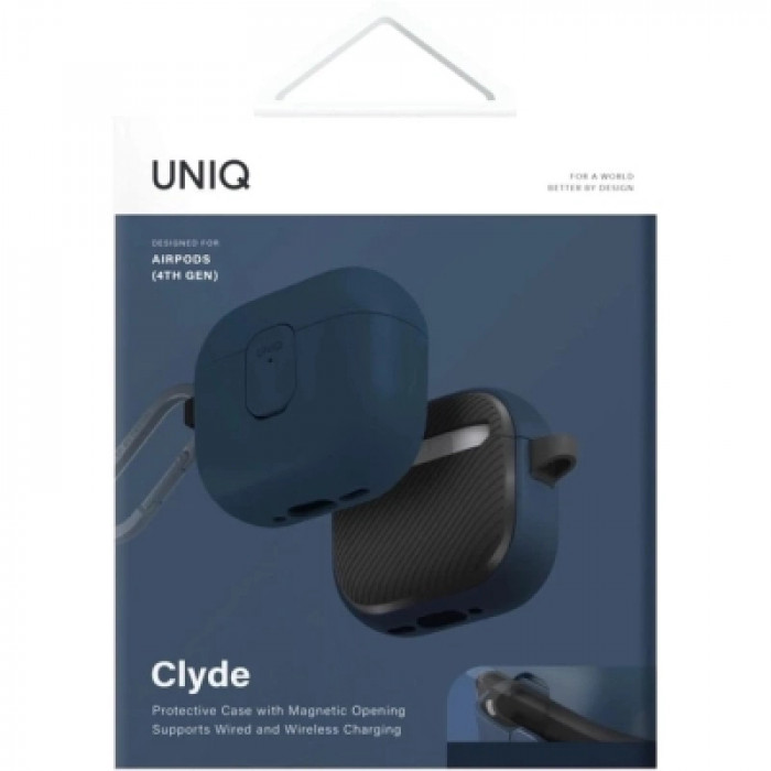 Чохол для навушників Uniq Clyde для AirPods 4 Lock Case Blue (8886463693209)