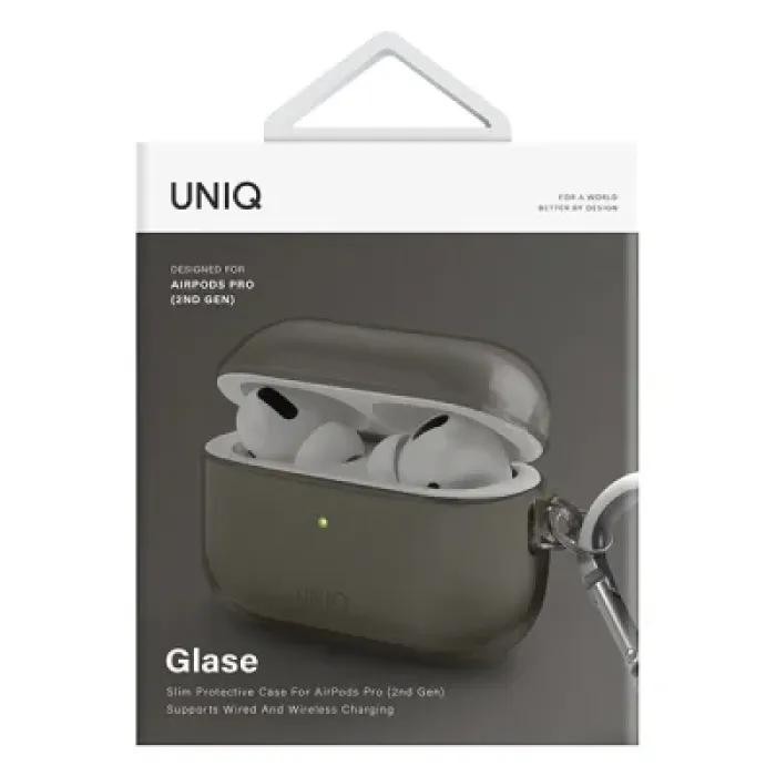Чохол для навушників Uniq Glase AirPods Pro 2 gen Glossy Smoke (8886463683590)